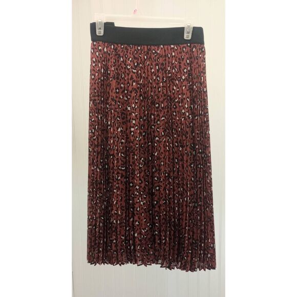 EVRI terra cotta- animal print, pleated, plisse maxi skirt, size 22W - Picture 2 of 4